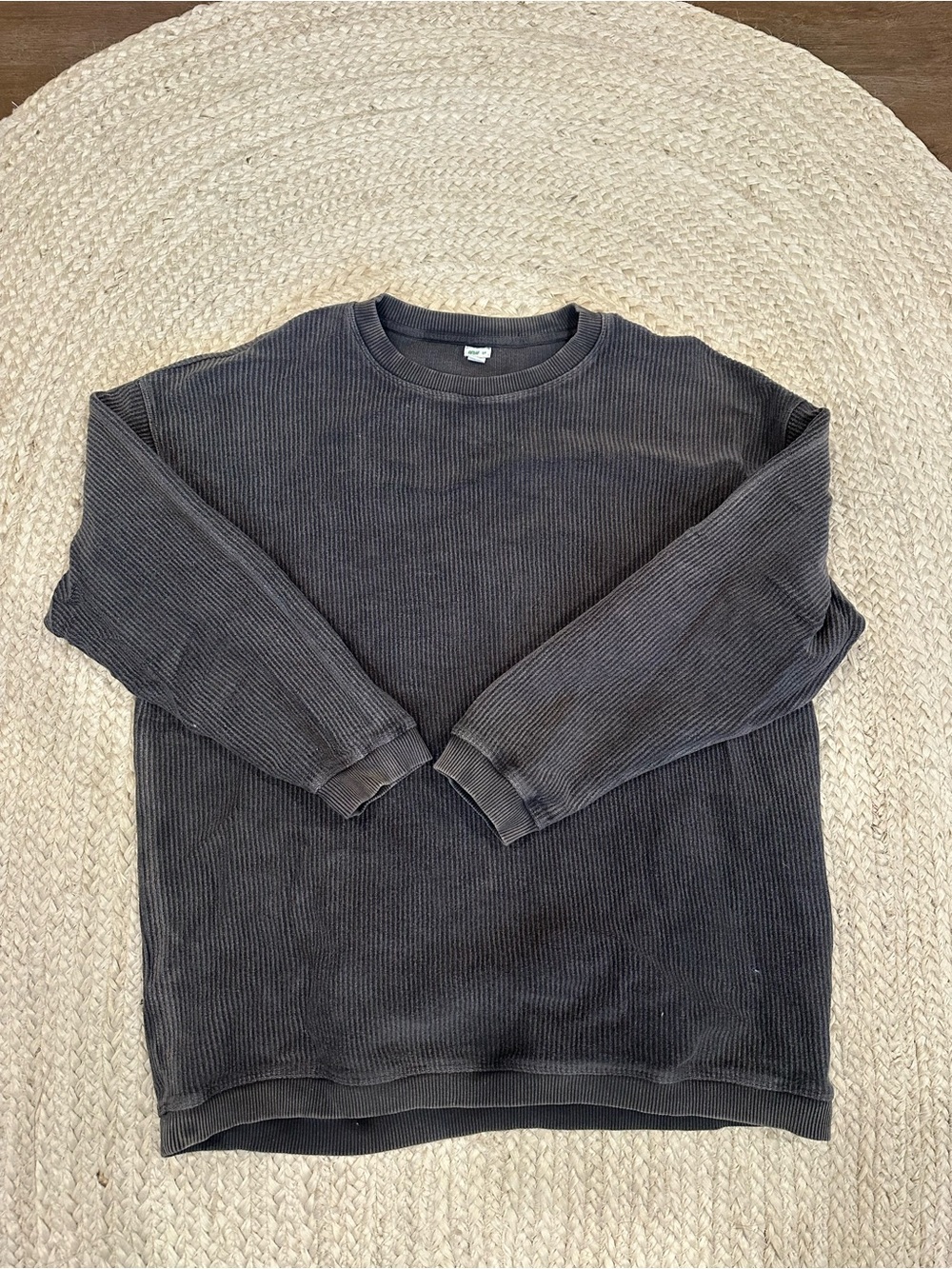 aerie Ribbed Crewneck oversized Sweatshirt - Charcoal